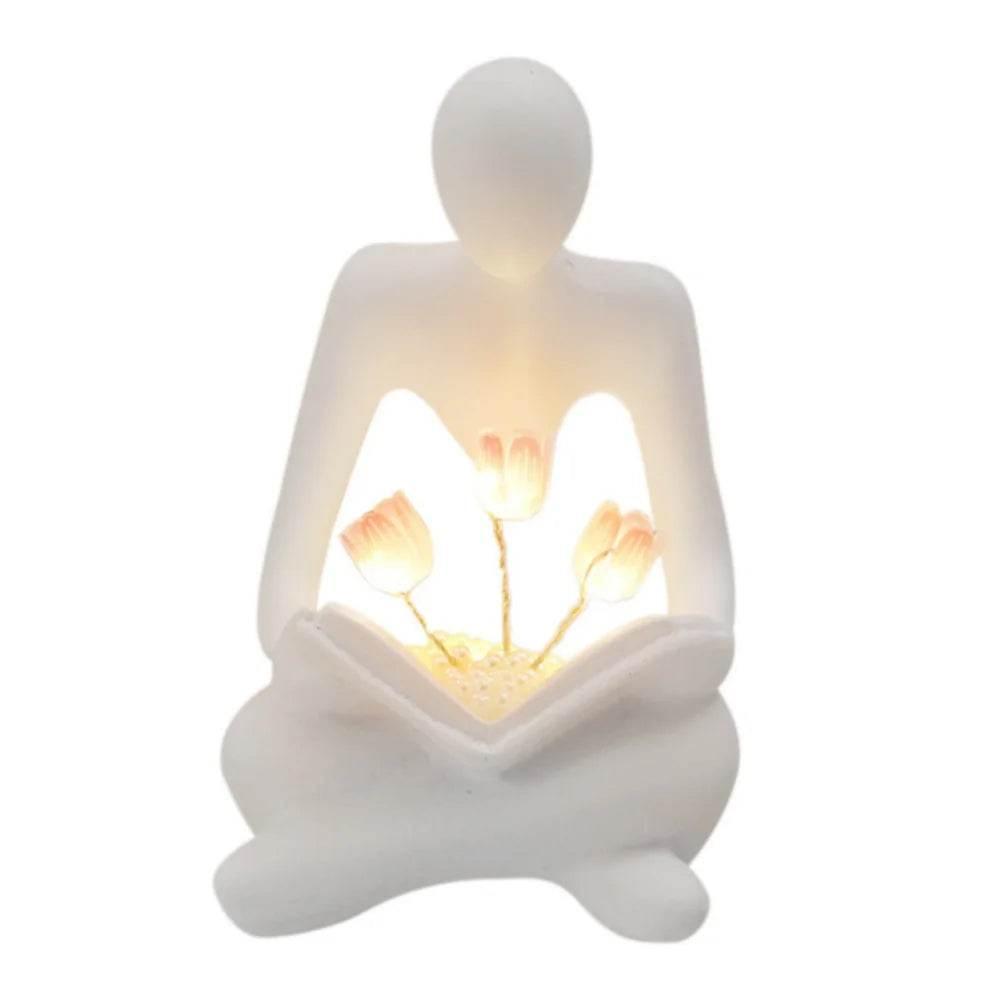 Desktop Thinker Sculpture Ornament Abstract Figure Tulip Book Lamp - Dabfavshop