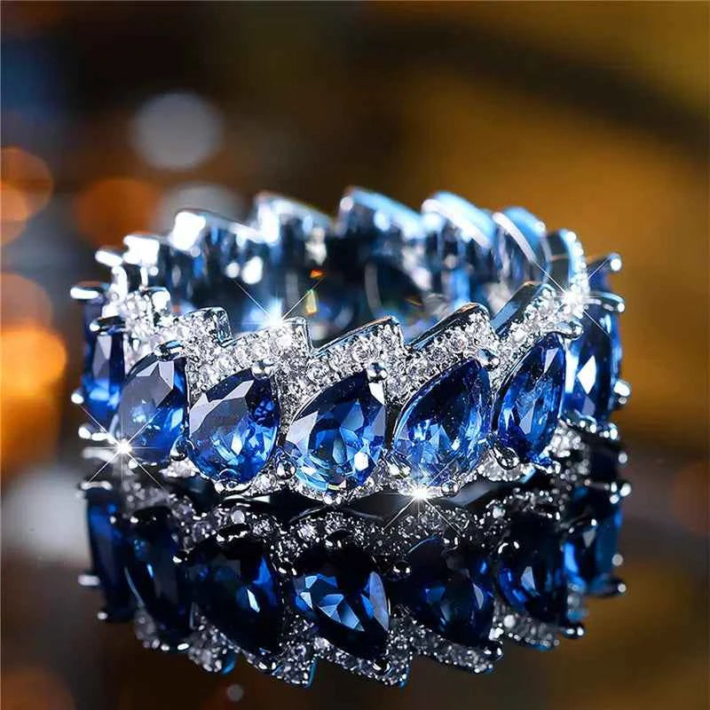 Blue Water Drop Ring