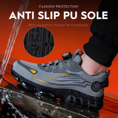Rotating Button Steel Toe Anti-Puncture Non Slip Work Shoes Man Lightweight Breathable Safety Shoes Men's Work Shoes Boots Dabfavshop