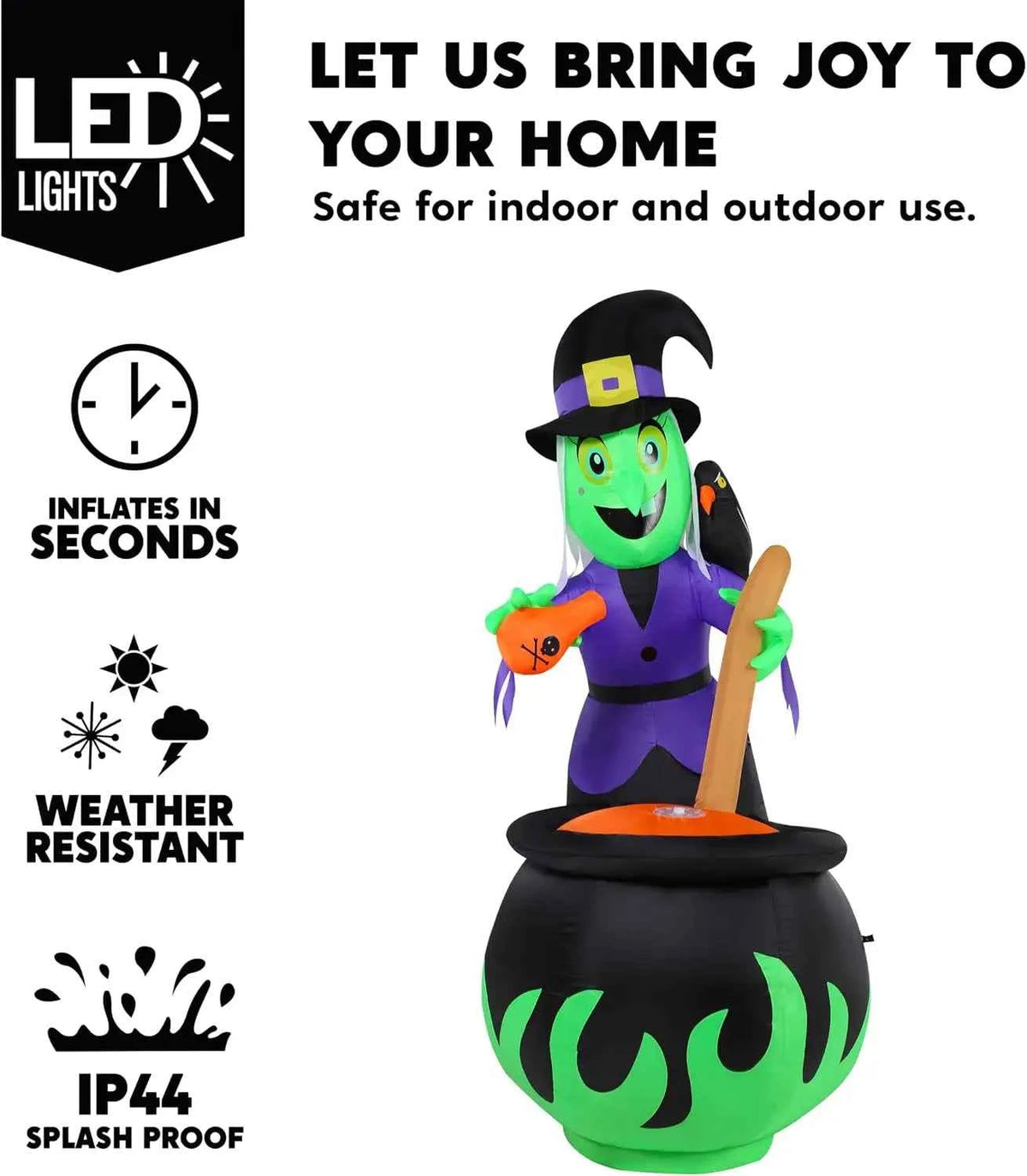 6 FT  Witch Halloween Inflatables Outdoor Decorations