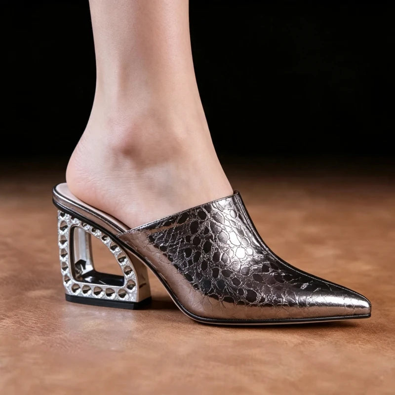 Women's Genuine Leather Leopard Print Cowhide High-Heeled Wedge