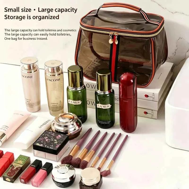 Luxury Sensation Handheld Cosmetic Bag Transparent Large Capacity Waterproof PVC Makeup Bag