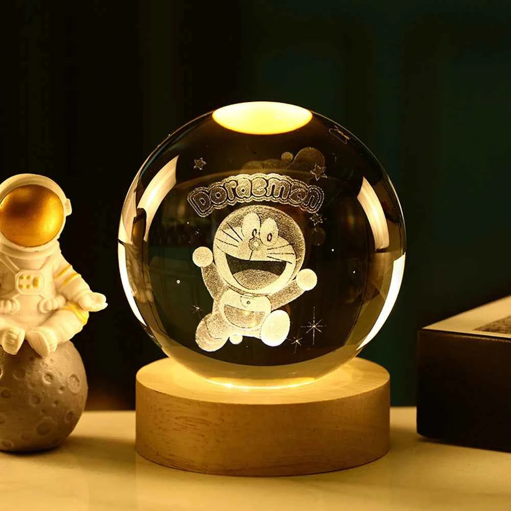 3D Crystal Ball Night Light Laser Carving