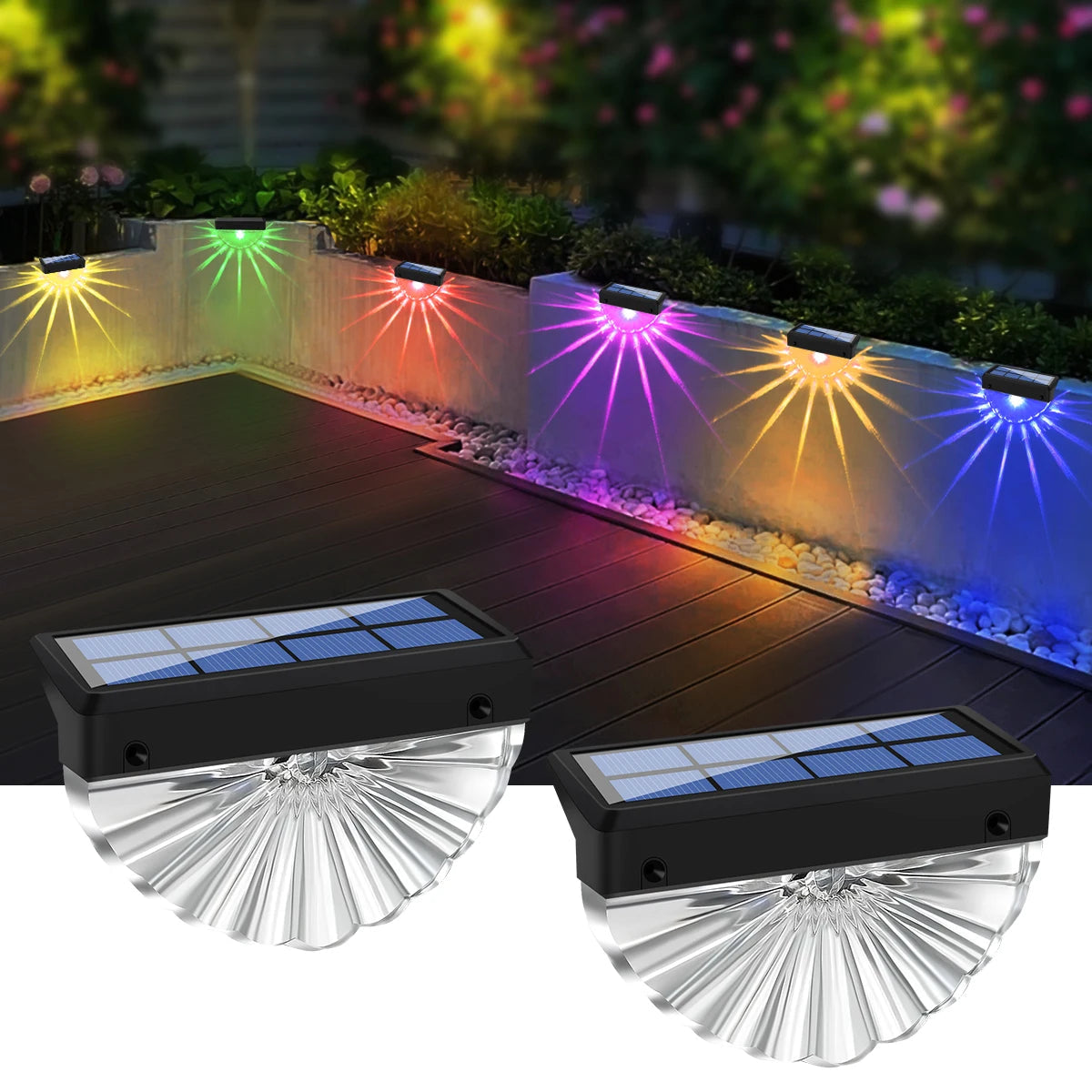 Solar Deck Outdoor Waterproof LED Lights for Patio Stairs Yard Garden Pathway Step and Fences Warm White/Color Changing Dabfavshop