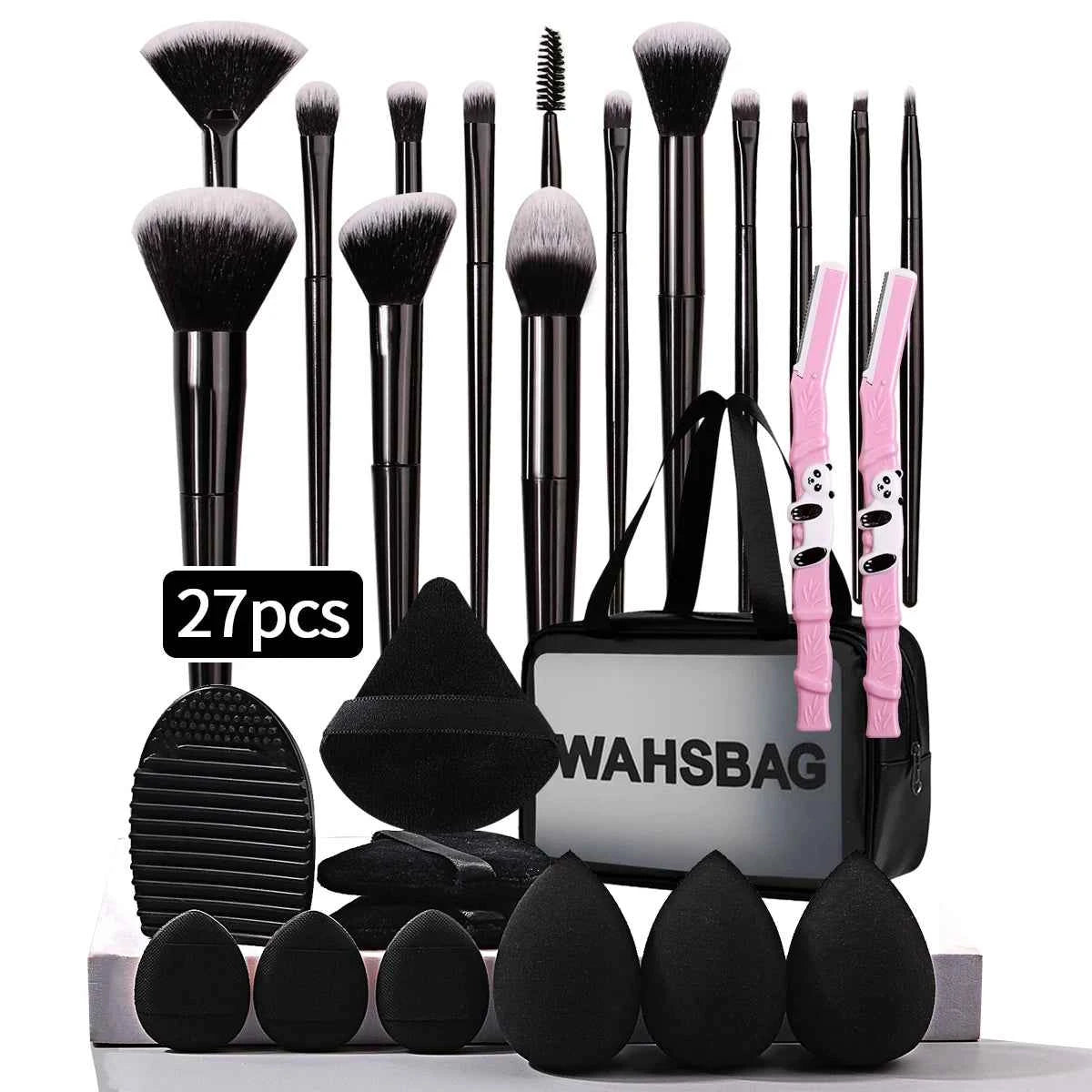27/14/9/1PCS professional makeup brush set 14 makeup brushes, makeup sponge, powder puff,makeup bag,eyebrow razor,cleaning tools