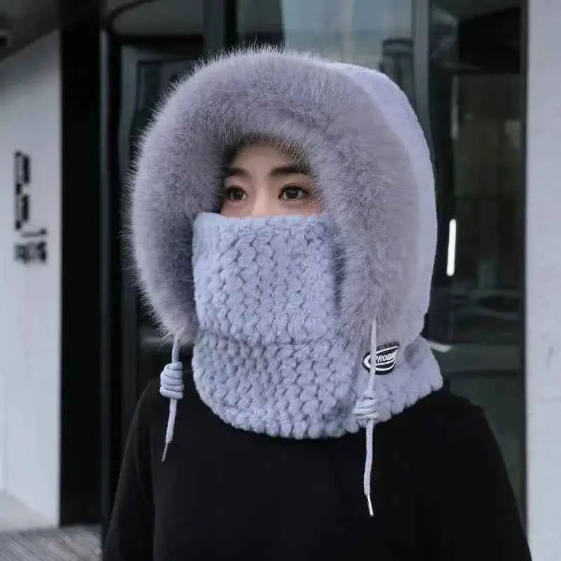 Thermal Plush Hat Hood Scarf and Mask Ear Protection Windproof Thick Design