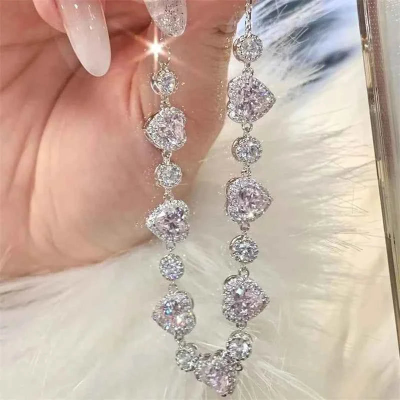 Pink Stone Heart Bracelet