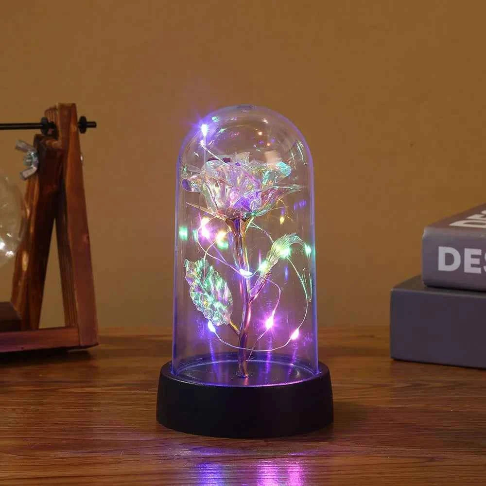 LED Enchanted Galaxy Rose Eternal Beauty Rose With Fairy Lights in Dome