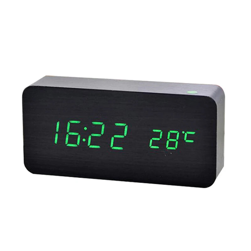 Wooden Digital Alarm Clock, LED Alarm Clock with Temperature Desk Clocks for Office,Bedside Clock Dabfavshop