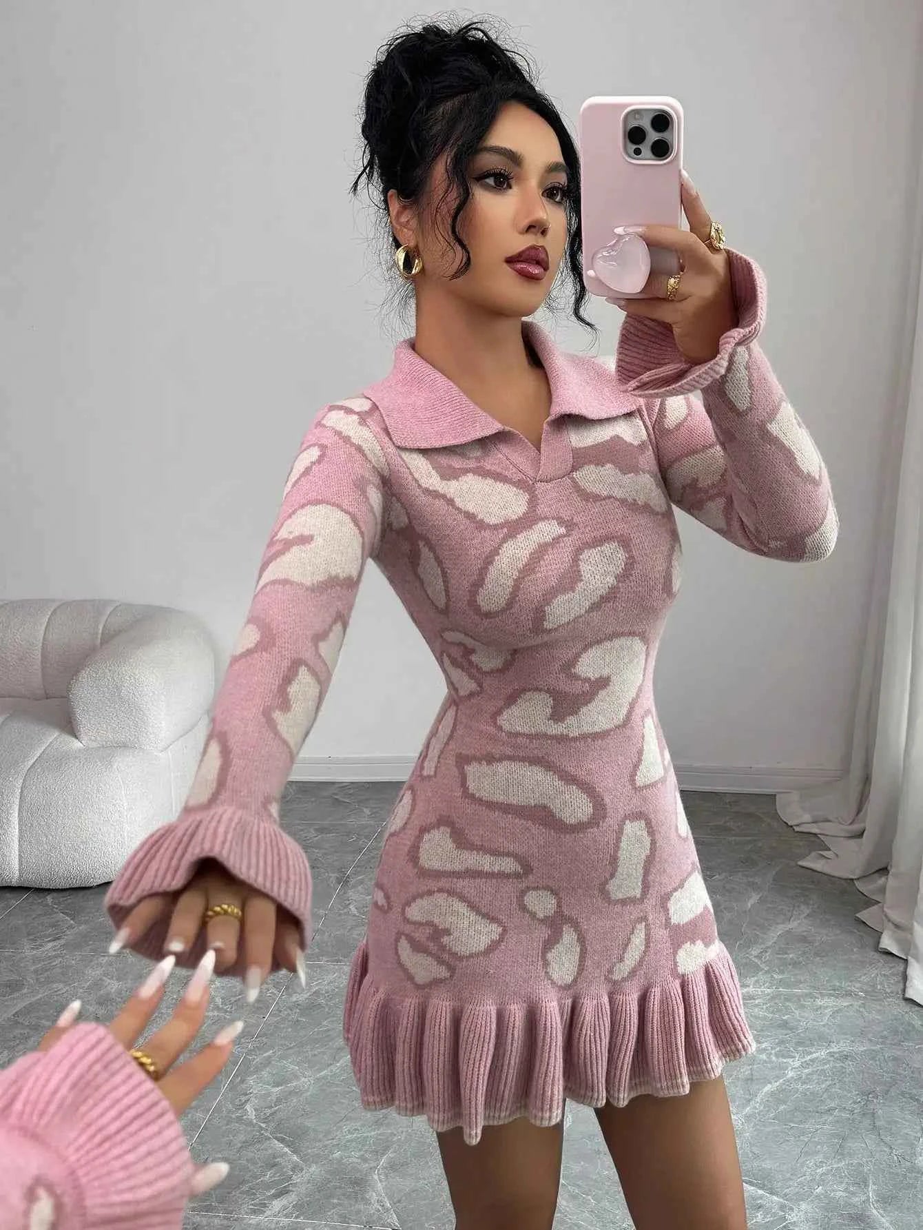 Leopard Print Knit Bodycon Dress