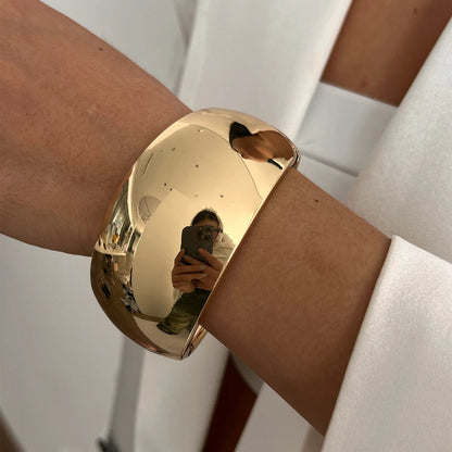 6 Styles Geometric Gold Color Cuff Spring Bangles Wide Hand Bracelets Dabfavshop