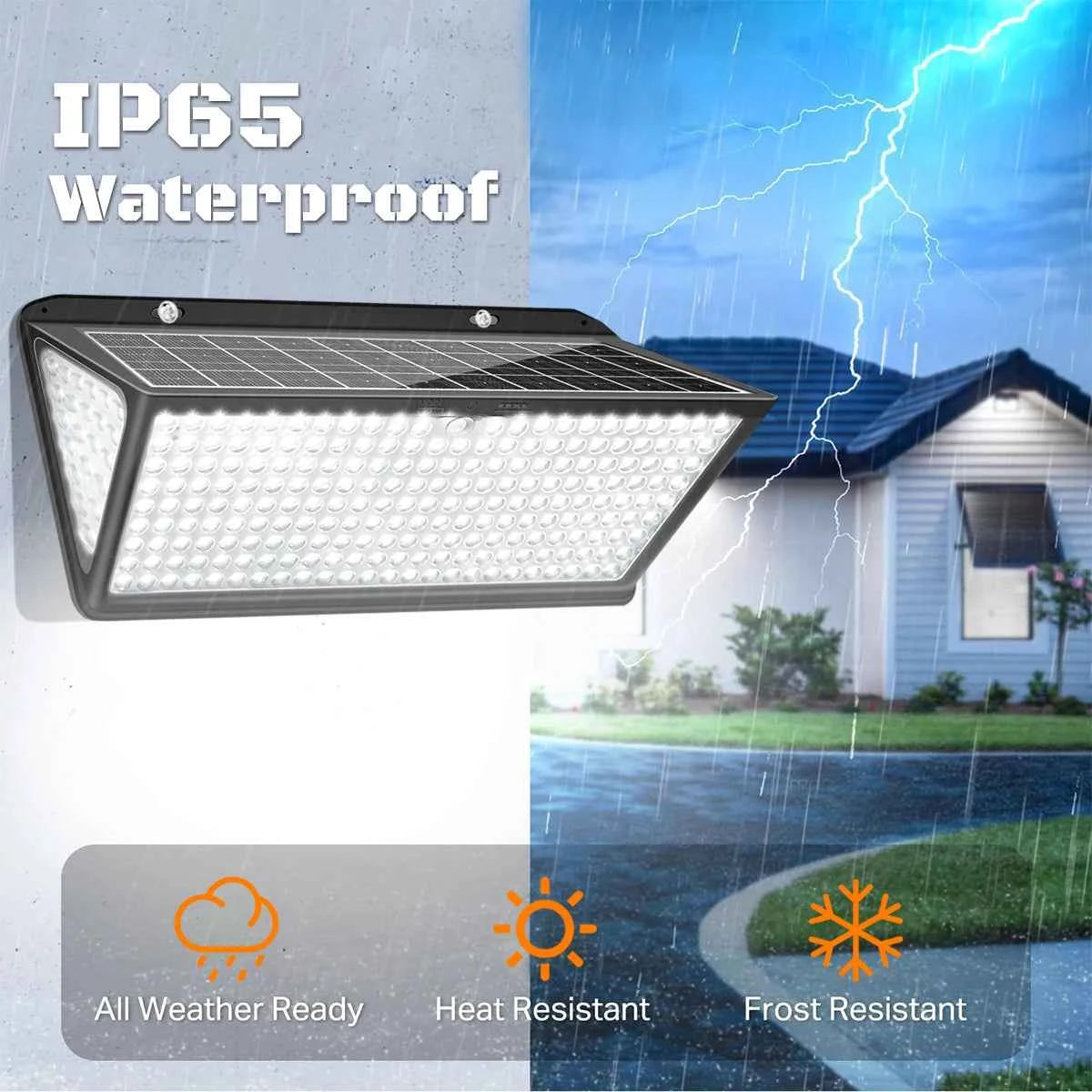 Solar Lights Outdoor Waterproof Motion Sensor 258 LED Solar Flood Light Solar Security Wall Lights with 3 Modes IP65 Waterproof