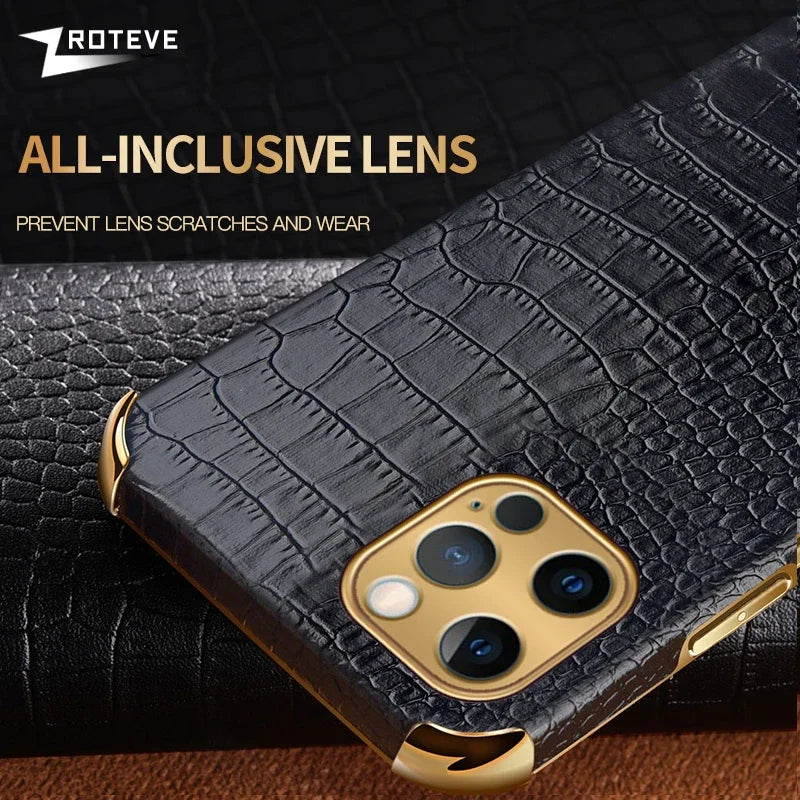 Crocodile Pattern Leather Cover For iPhone 14 13 11 12 Pro Max mini X XR XS max 7 8 Plus Cases