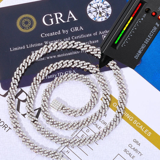 5mm Moissanite Cuban Link Chain Pass Diamond Test 925 Sterling Silver VVS Diamond Iced Out Necklace Women Jewelry Dabfavshop