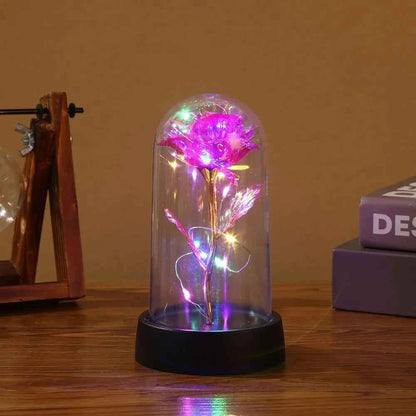 LED Enchanted Galaxy Rose Eternal Beauty Rose With Fairy Lights in Dome