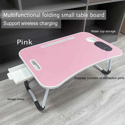 Simple, Sturdy and Durable, Wireless Charging, Foldable Small Table, Bed Laptop Table