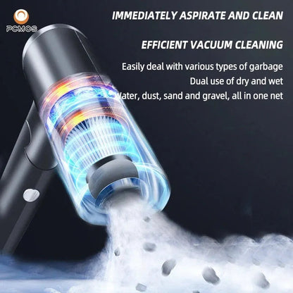 Wireless Vacuum Cleaner Dual Use for Home and Car 120W High Power Powerful Vacuum Cleaner Black PCMOS 1PC - Dabfavshop