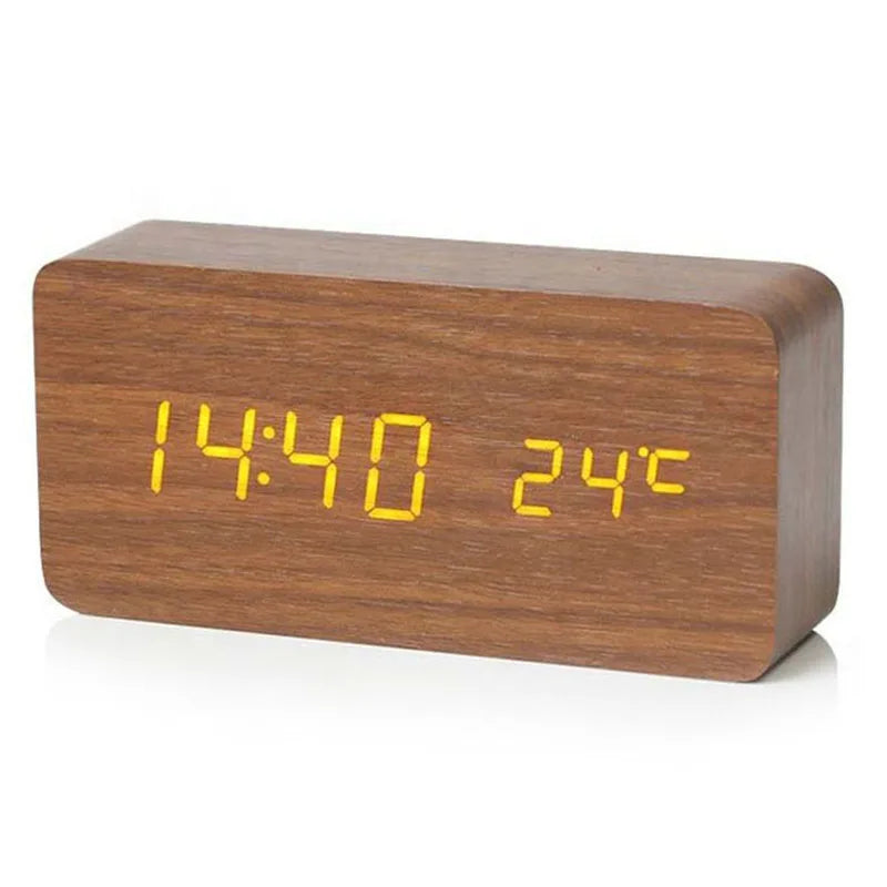 Wooden Digital Alarm Clock, LED Alarm Clock with Temperature Desk Clocks for Office,Bedside Clock Dabfavshop