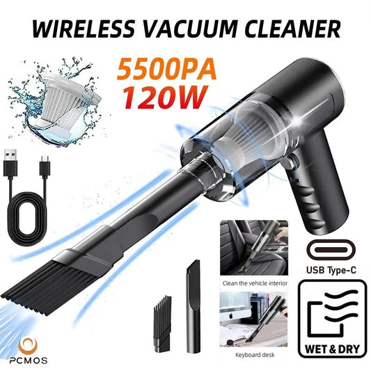 Wireless Vacuum Cleaner Dual Use for Home and Car 120W High Power Powerful Vacuum Cleaner Black PCMOS 1PC - Dabfavshop