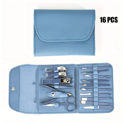 16pcs Professional Nail Clippers and Cuticle Nippers Set with Travel Case