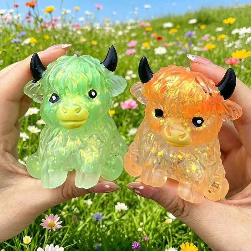 Cute Squishy Glitter Highland Cow Toy