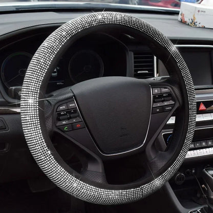 37/38cm Car Steering Wheel Cover Universal Bling Diamond Rhinestones Elasticity Interior Car Accessories