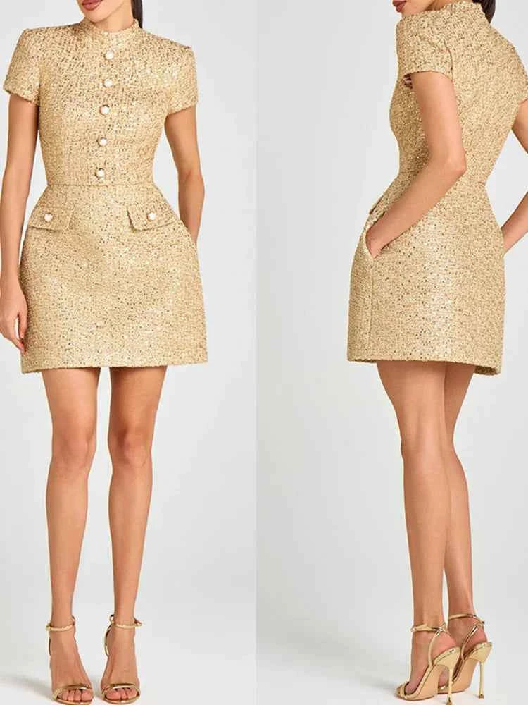 Elegant Vintage Short Sleeve Dress