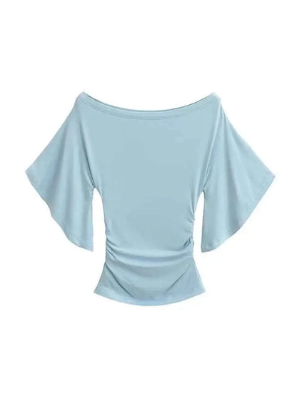 Slim Fit Top with Bat Sleeves Off-Shoulder T-Shirt