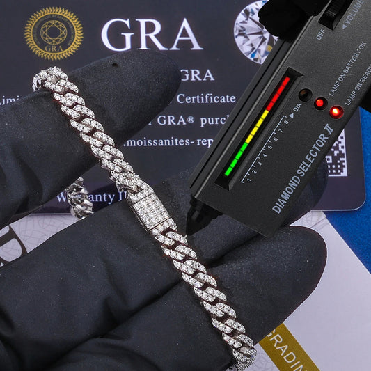 5mm Moissanite Cuban Link Chain Pass Diamond Test 925 Sterling Silver VVS Diamond Iced Out Necklace Women Jewelry Dabfavshop