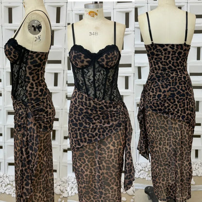 Women's Lace Bustier Maxi Dress Built-in Bra Underwire Corset Bodycon