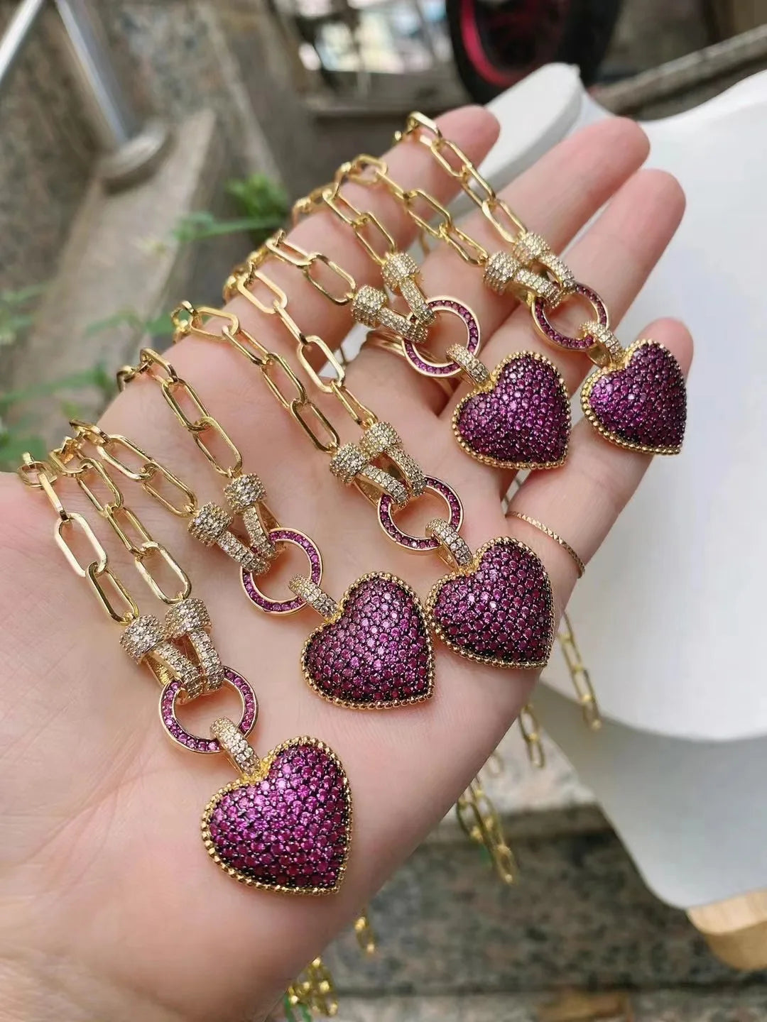 Heart Necklace, Gold Silver Color Chunky Chain Necklace Trendy Jewelry