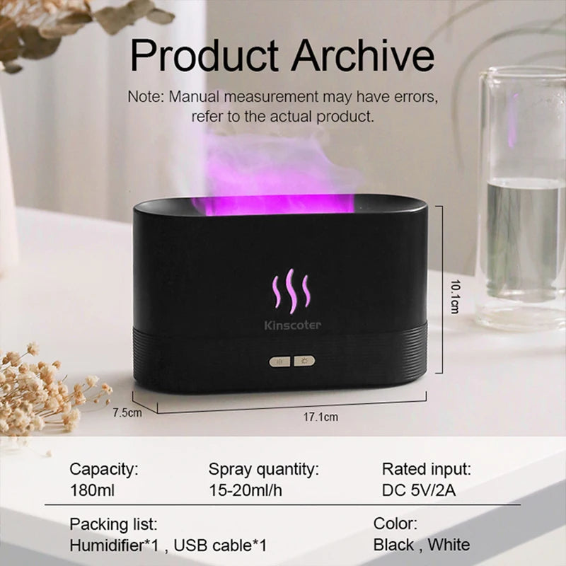 Kinscoter Aroma Diffuser Air Humidifier Ultrasonic Cool Mist Maker Fogger Led Essential Oil Flame Lamp Difusor Dabfavshop