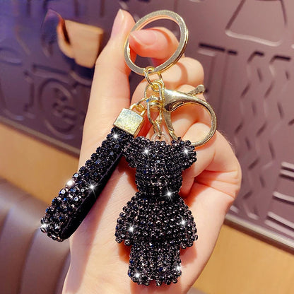 Cute Rhinestones Tassel Bear Keychain Couple Keychain Decoration Small Car Ring Student Bag Pendant Dabfavshop