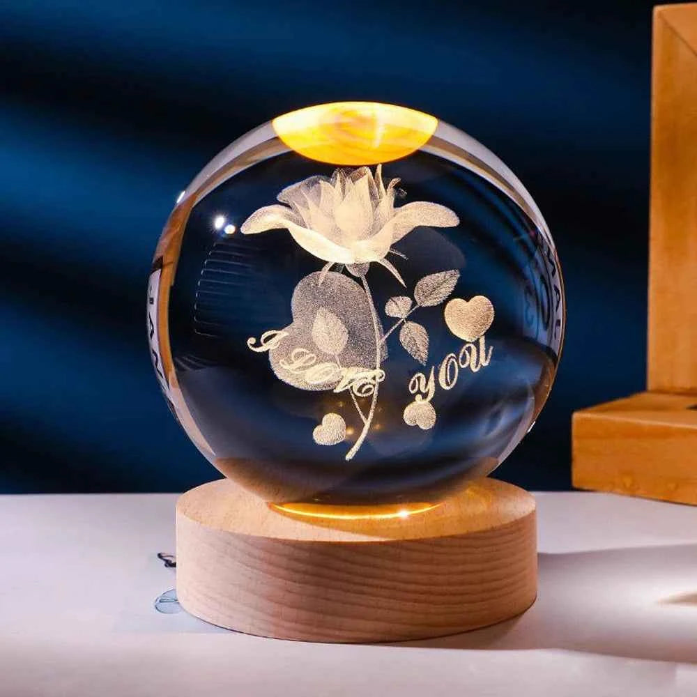 3D Crystal Ball Night Light Laser Carving