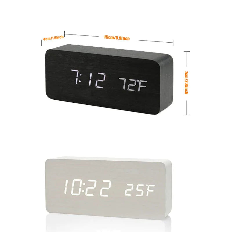 Wooden Digital Alarm Clock, LED Alarm Clock with Temperature Desk Clocks for Office,Bedside Clock Dabfavshop