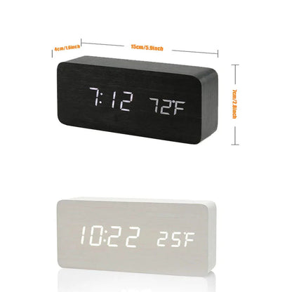 Wooden Digital Alarm Clock, LED Alarm Clock with Temperature Desk Clocks for Office,Bedside Clock Dabfavshop