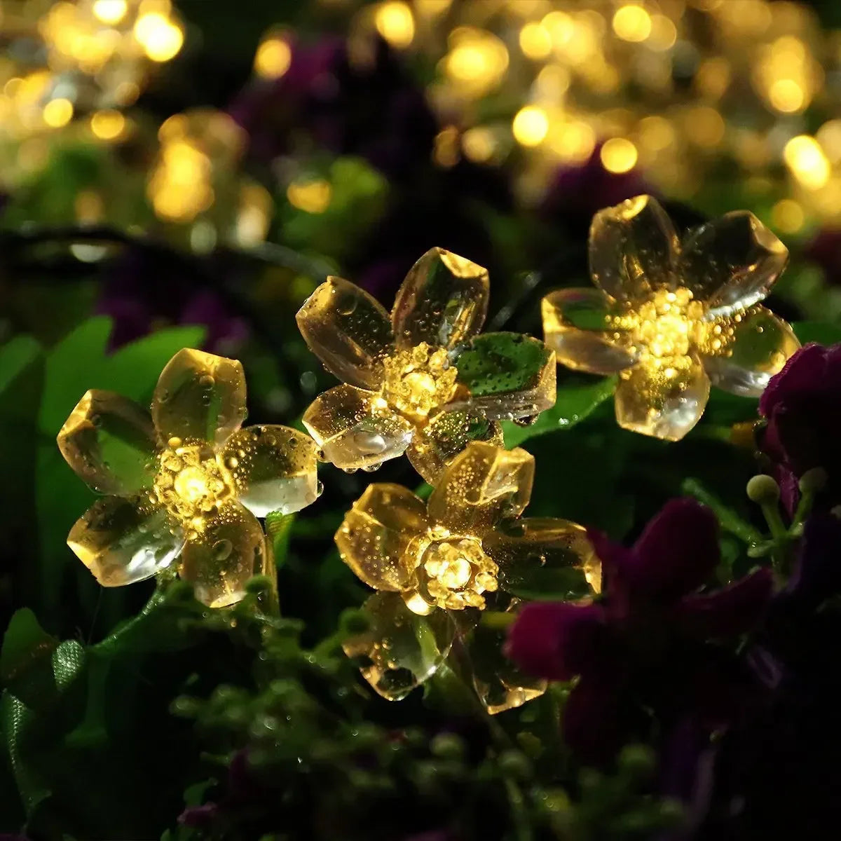 Cherry Blossom LED String Lights Outdoor Solar-Powered Flower Fairy Lights