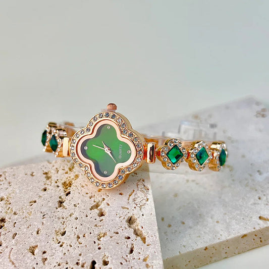 Four-leaf Clover Embedded Diamond Watch Dabfavshop