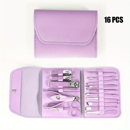 16pcs Professional Nail Clippers and Cuticle Nippers Set with Travel Case