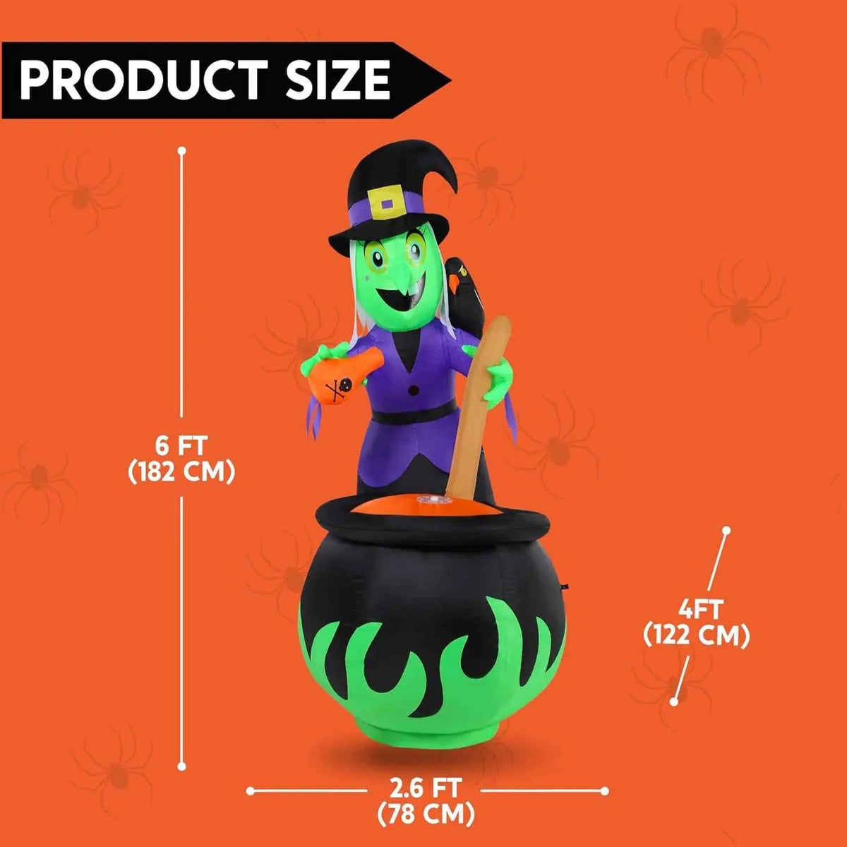 6 FT  Witch Halloween Inflatables Outdoor Decorations