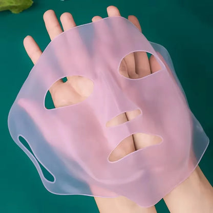 Silicone mask cover, ear-mounted fixed mask to moisturize and absorb essence, reusable hydrating three-piece set, gloves, foot c