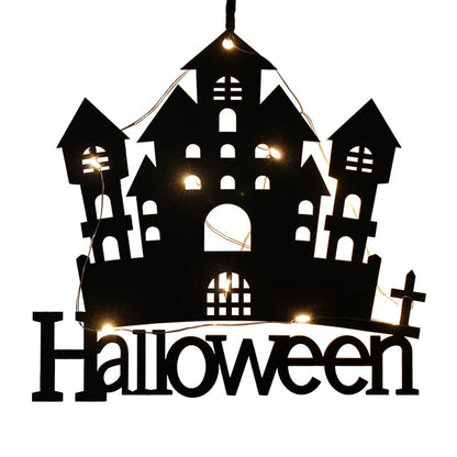 Halloween Hanging 10LED Castle Witch Ghost Spider Web Luminous Charm Indoor Outdoor Party Horror Props Decoration Dabfavshop