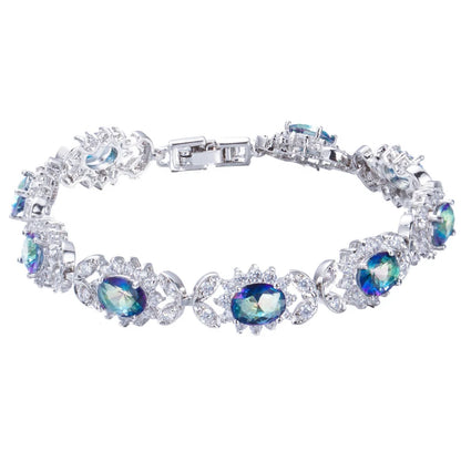 Crystal Flower Silver Plated Bracelet