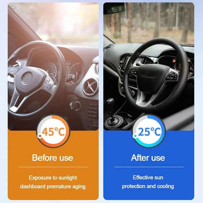 SEAMETAL Car Windshield Sun Shade Cover Front Window Sun Visor Protection Foldable Car Curtains for Summer Cooling UV Refletive