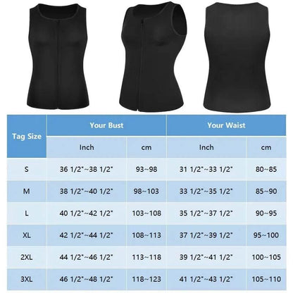 Men Body Shaper Zip Sauna Tank Top Workout Vest for Weight Loss - Dabfavshop