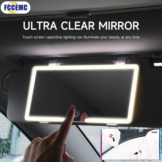 Car Interior Mirrors Sun Visor Plate LED HD Makeup Mirror for Girls Women Rechargeable Fill Light Universal Thin Vanity Mirror Dabfavshop
