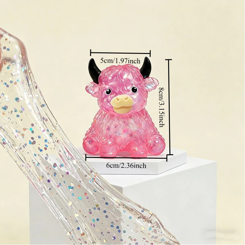 Cute Squishy Glitter Highland Cow Toy