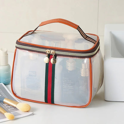 Luxury Sensation Handheld Cosmetic Bag Transparent Large Capacity Waterproof PVC Makeup Bag