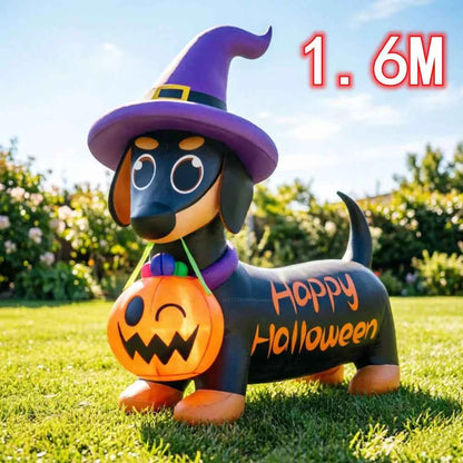 1.6M Inflatable Halloween Puppy Pumpkin Ornament Built-in LED for Outdoor