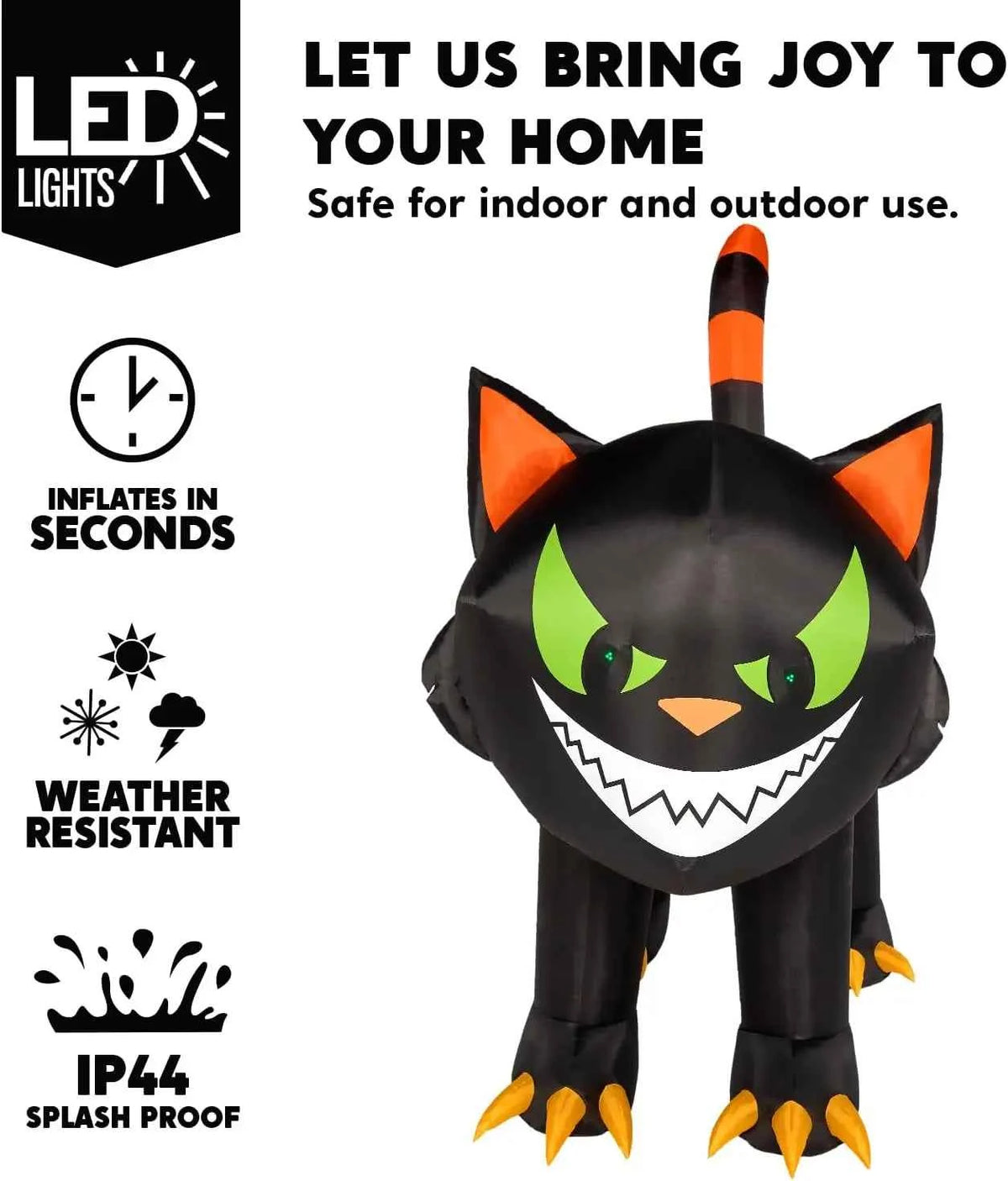 7 ft Black Cat Halloween Inflatables Outdoor Decoration Blow UpInflatable with Moving Head